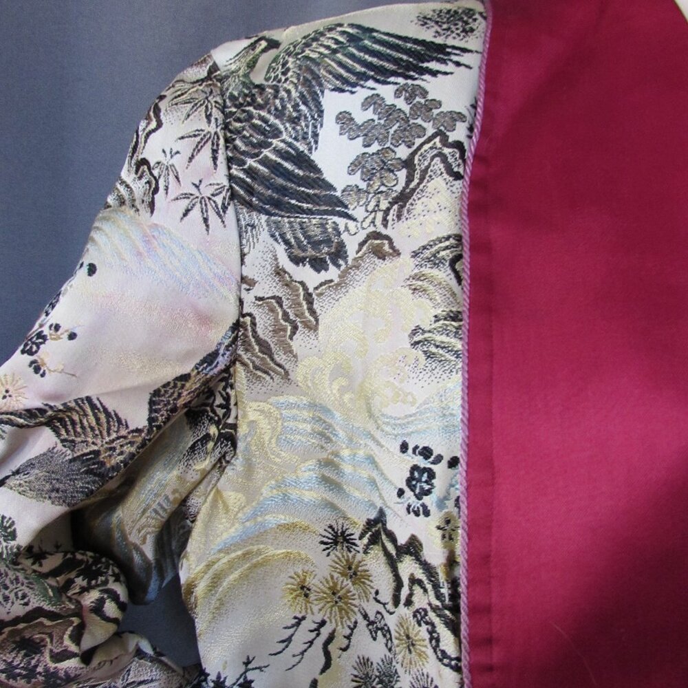 SALE Handsome Vintage Unisex Embroidered Smoking Jacket Robe Asian Influence - Picture 8 of 15